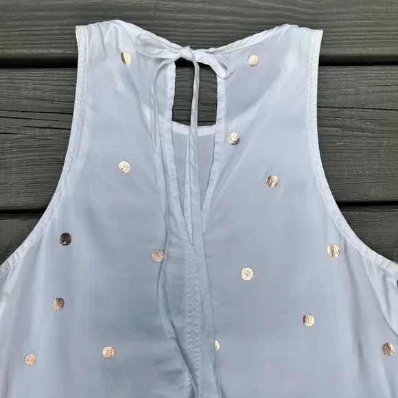 Anthropologie Cloth & Stone Polka Dot Seamed Dress White Rose Gold Size XS - Picture 7 of 11